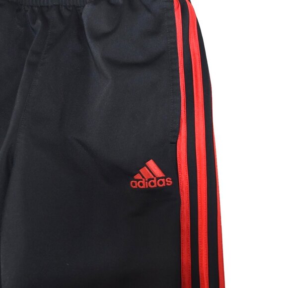 Adidas Track Pants Kids Size M Polyester Black with Red 3-Stripes Joggers - Picture 3 of 7